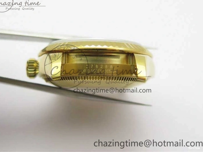 MiroTime 0408 Versatile Daydate 278288 31mm YG EWF Best Edition Green Malachite Dial Crystal Markers on YG President Bracelet ETA 2606